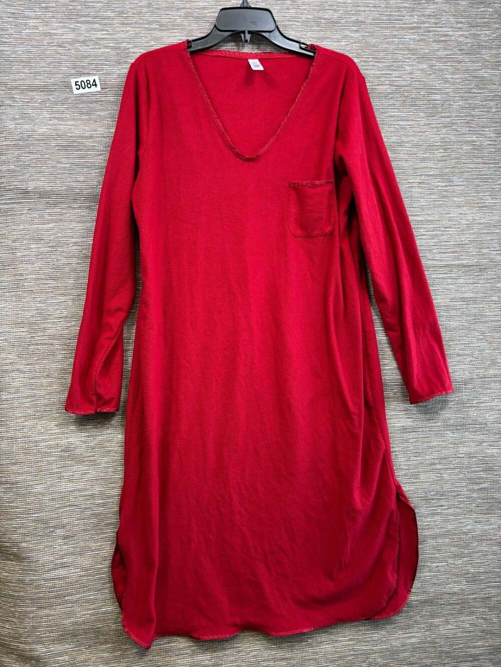 Gap Body Super Comfy Knit Nightgown Womens Size XL Red V-Neck Long Sleeve